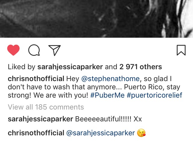 Sarah Jessica Parker és Chris Noth cuki Instagram-pillanata