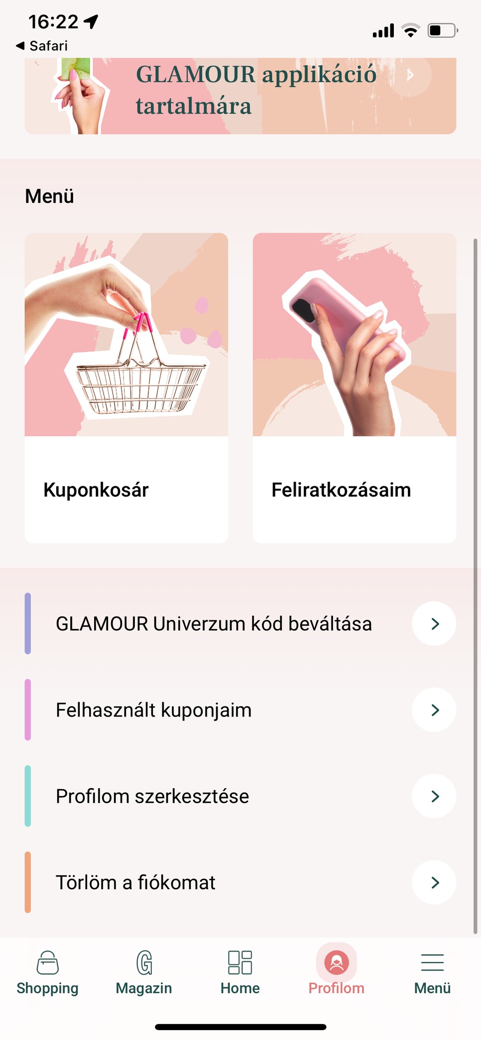 Előfizetés módosítása