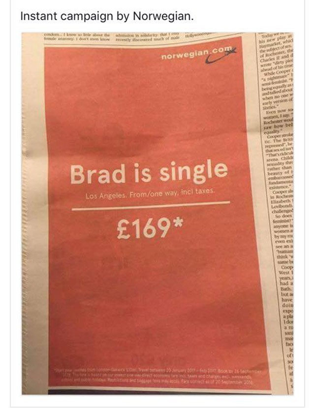 brad pitt, angelina jolie, válás, sztárpár, szakítás, vicc, marketing, reklám, légitársaság