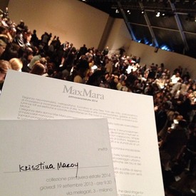 Maróy Krisztina főszerkesztőnk meghívója a Max Mara show-ra.