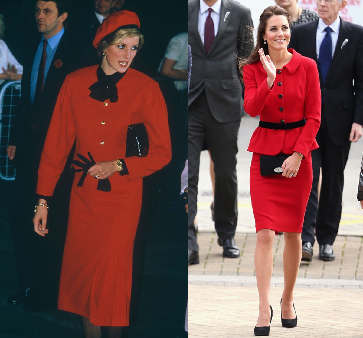 Piros kabát fekete részletekkel