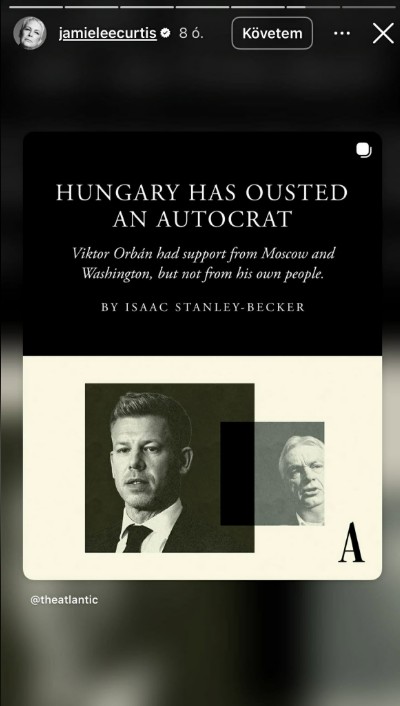 Jamie Lee Curtis Instagram sztoriban osztotta meg az alábbi fotót