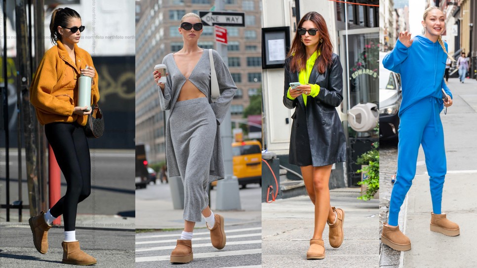 Kaia Gerber, Elsa Hosk, Emily Ratajkowski, Gigi Hadid, és még sokan mások, akik az Ugg miniket, és papucsokat népszerűsítik