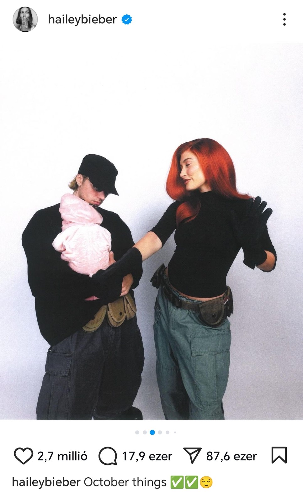 Justin Bieber, Hailey Bieber és a kis Jack közös fotója