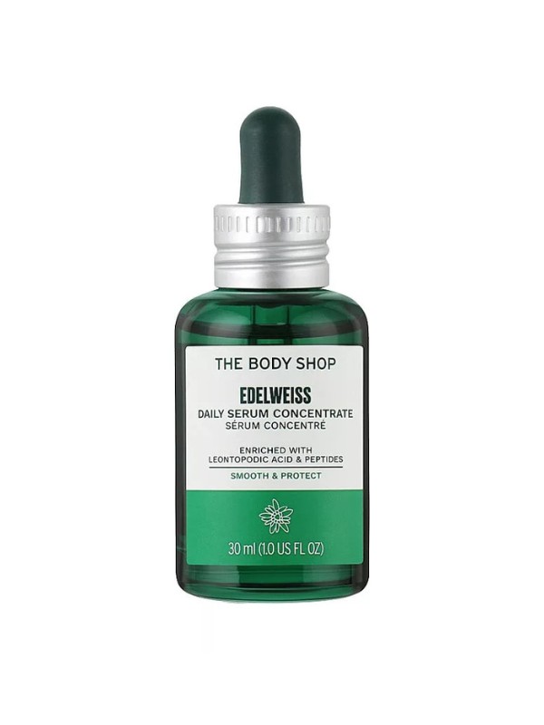 Edelweiss szérum koncentrátum THE BODY SHOP 11 990 FT/30 ml Segít védelmet nyújtani a környezeti hatások ellen - 100%-ban vegetáriánus, újrahasznosított csomagolás, állatkísérlet-mentes