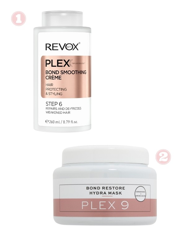 1. Plex 6 hajsimító krém REVOX 4699 Ft/260 ml (18,07 Ft/1 ml) 2. Plex 9 hajkötés helyreállító hidratáló maszk REVOLUTION 8499 Ft/220 ml (38,63 Ft/1 ml)