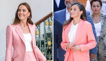 Letícia királyné pár nappal ezelőtt jelent meg stílusosan egy spanyol szakképzési tanév megnyitóján. Szettje ismerős lehet sokak számára, a halványrózsaszín blézer-nadrág kombinációt Katalin hercegné 2022 júniusában viselte, amikor egy londoni kerekasztalbeszélgetésen vett részt.  