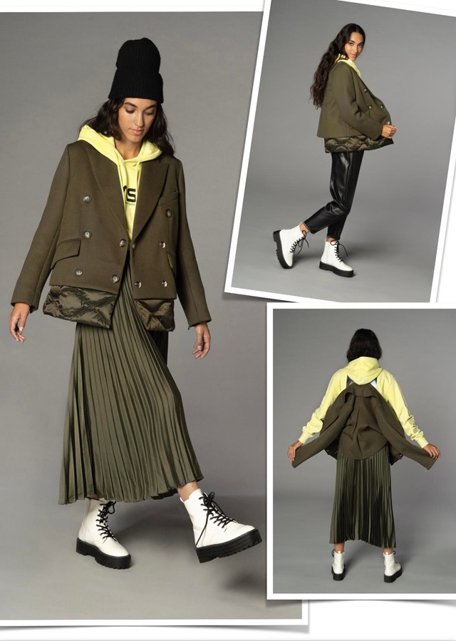 Fotó: Egri NikolettGyapjú kabát WEEKEND MAX MARAKapucnis pulóver, sapka és bakancs H&MSzoknya ZARA