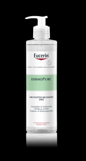 DermoPure mélytisztító arclemosó zselé EUCERIN 4990 Ft/400 ml (12,47 Ft/1 ml)GLAMOUR-kuponnal 20% kedvezménnyel: 3992 Ft/400 ml