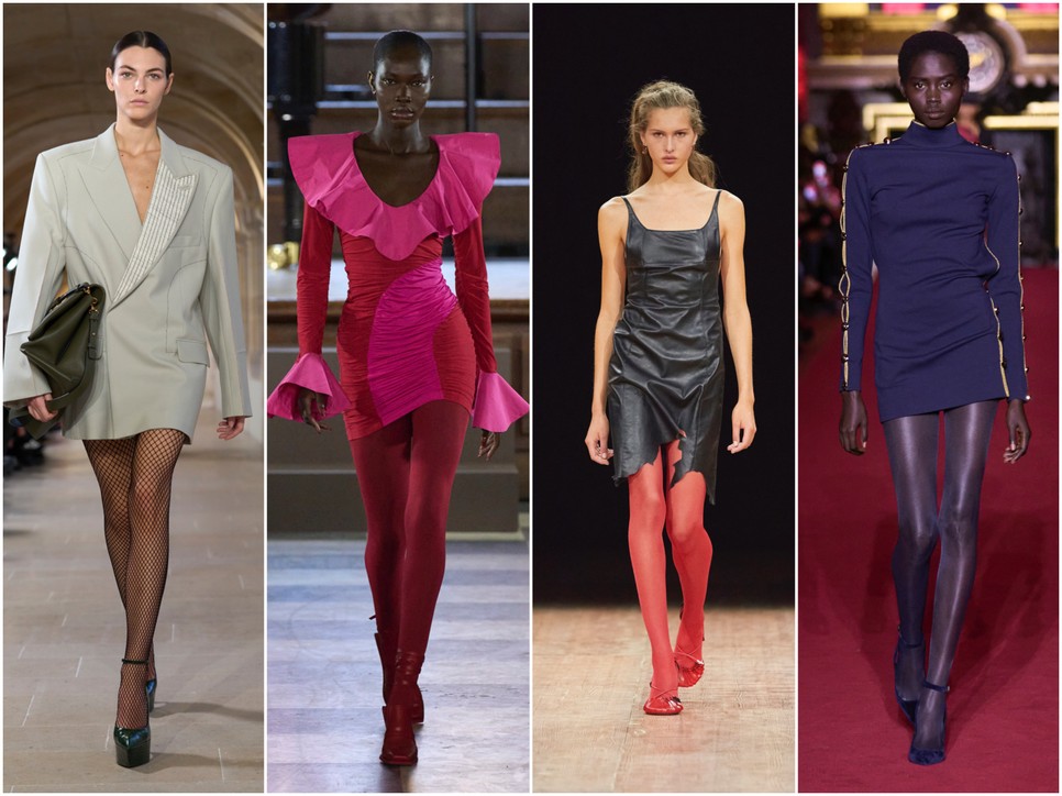 Victoria Beckham, Ahluwalia, Coperni és Dundas harisnya kreációi a 2023-as őszi-téli kifutókon