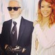Rihanna kedvencével, Karl Lagerfelddel Párizsban a Chanel bemutatón.