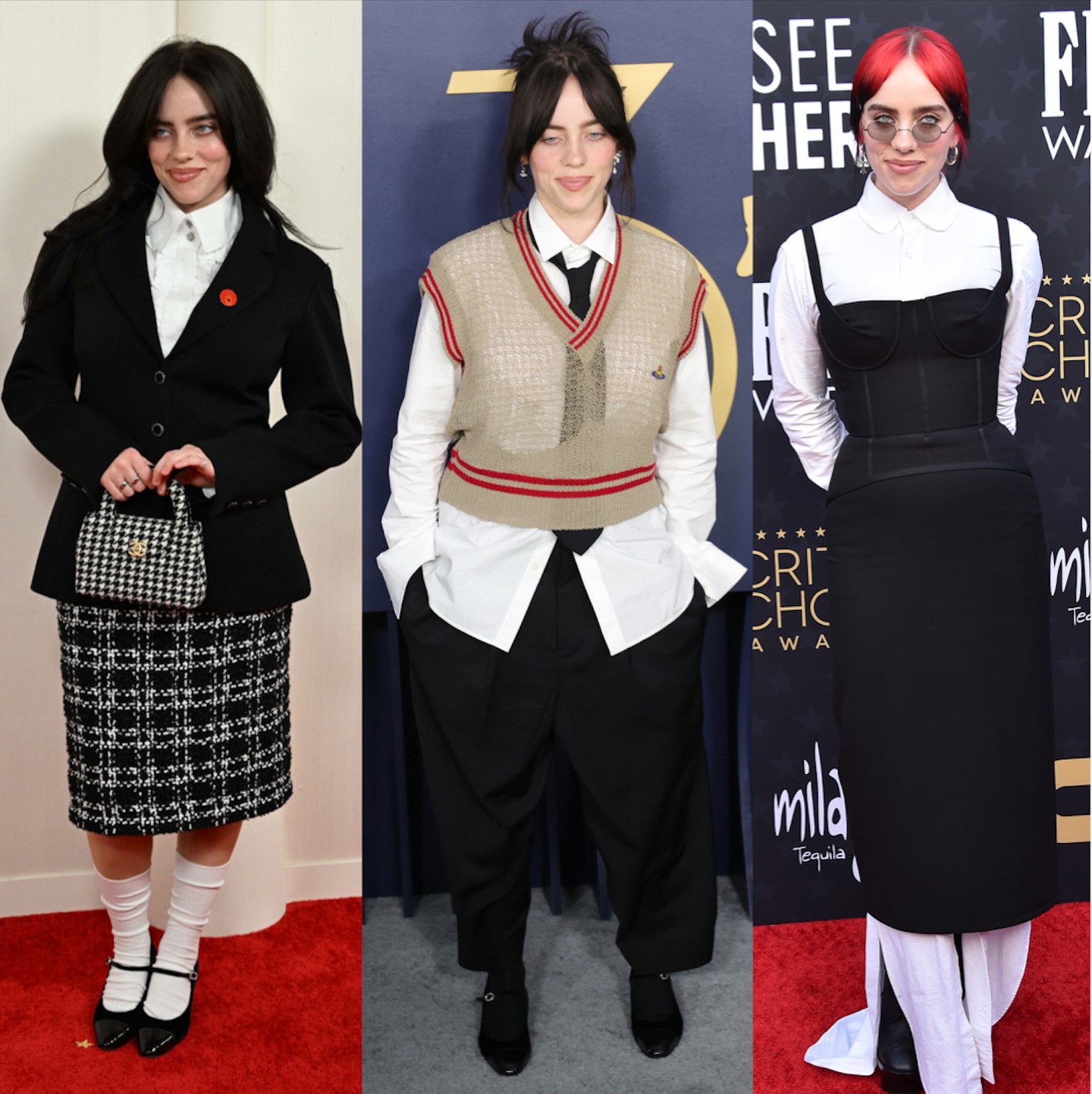 2024 - Egy újabb vonal, ami azért is izgalmas, mert keveredik benne a kiskosztümös irodista a nagypapa mellényes megjelenéssel, és akkor még ott van a nőies szabás, ami megmutatja Billie Eilish alakját. Egyszerűen tökéletes.