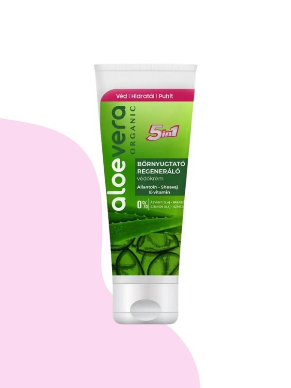 5 in 1 bőrnyugtató védőkrém ALOE VERA 1299 Ft/100 ml (12,99 Ft/1 ml) a Rossmann kínálatában, 20%-os Glamour-kuponnal 1039 Ft /100 ml (10,39 Ft/1 ml)