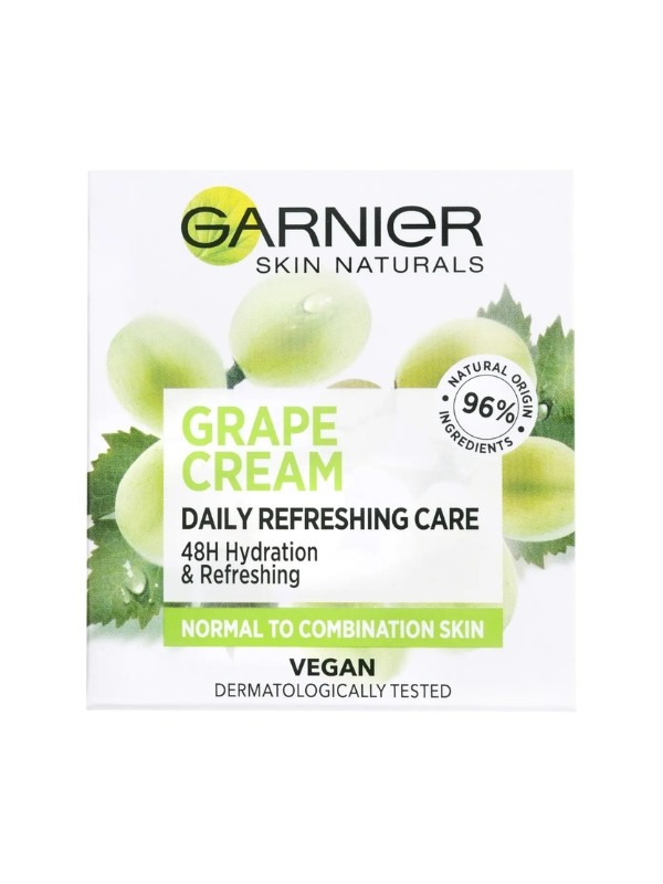 Skin Naturals hidratáló arckrém szőlőkivonattal GARNIER 1999 Ft/50 ml (39,98 Ft/1 ml) a Rossmann üzleteiben és online, GLAMOUR kuponnal, 30% kedvezménnyel 1399 Ft