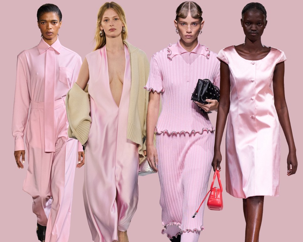 A rágógumi rózsaszín most a kifinomultságot képviseli. Emilia Wickstead, Brandon Maxwell, Jil Sander, Sandy Liang