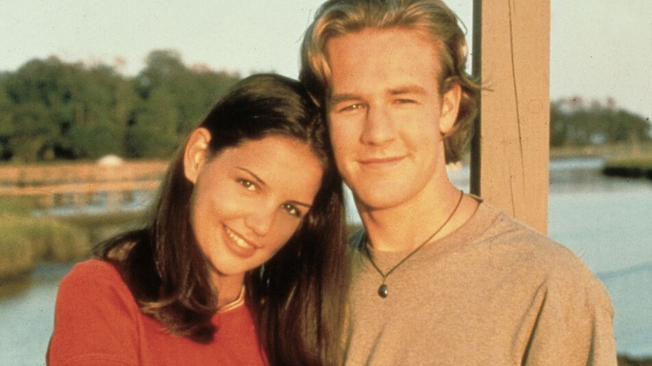 Katie Holmes és James Van Der Beek a Dawson és a haverok forgatásán