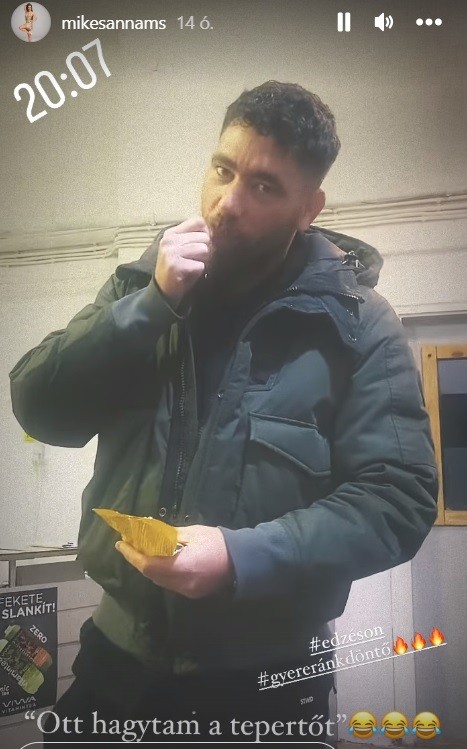 Krausz Gábor a táncpróba előtt nassol