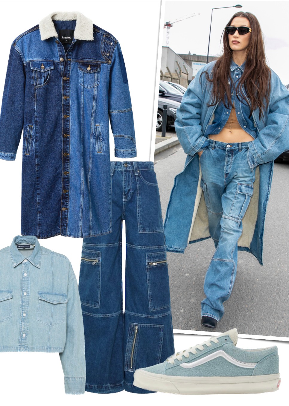 Bélelt farmerkabát DESIGUAL 78 990 Ft, Ing LEVI’S 47 990 Ft, Farmernadrág THE RAGGED PRIEST-Zalando 33 990 Ft, Tornacipő VANS vans.com