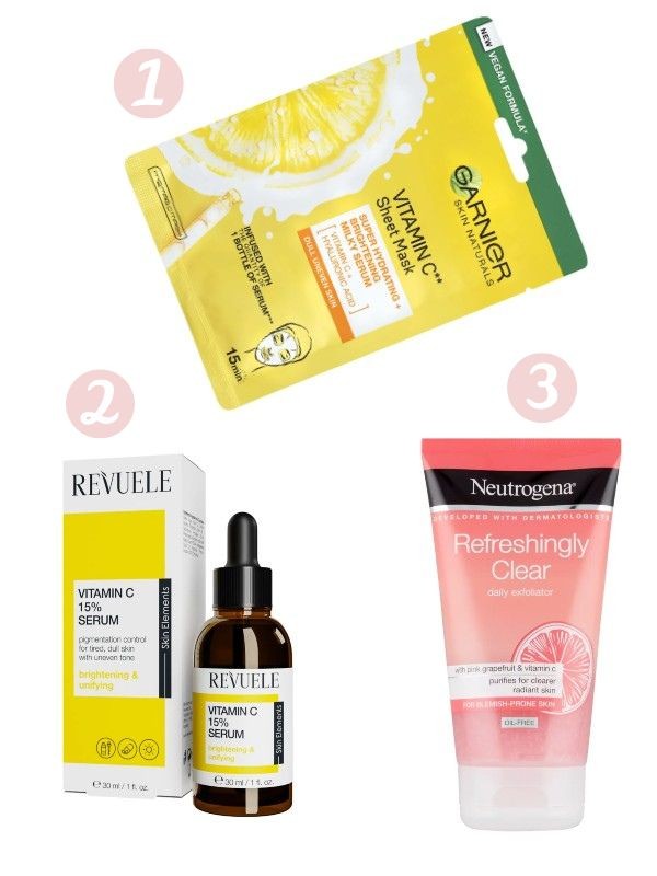 1. Skin Naturals ragyogásfokozó textil maszk GARNIER 1049 Ft a Rossmann üzleteiben és online, GLAMOUR kuponnal, 30% kedvezménnyel 734,3 Ft 2. C-Vitamin szérum REVUELE 2069 Ft/30 ml a Rossmann üzleteiben és online, GLAMOUR kuponnal, 20% kedvezménnyel 1655,2 Ft 3. Refreshingly Clear bőrradír NEUTROGENA 1699 Ft/150 ml (11,32 Ft/1 ml) a Rossmann üzleteiben és online, GLAMOUR kuponnal, 30% kedvezménnyel 1189,3 Ft