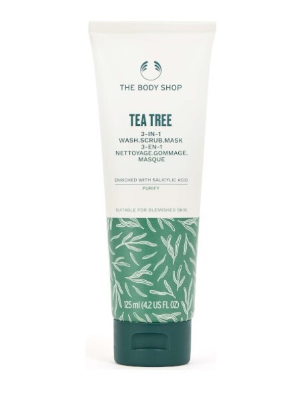 Teafaolajos 3-in-1 radírozó arcmaszk THE BODY SHOP 6990 Ft/125 ml (55,92 Ft/ 1ml)