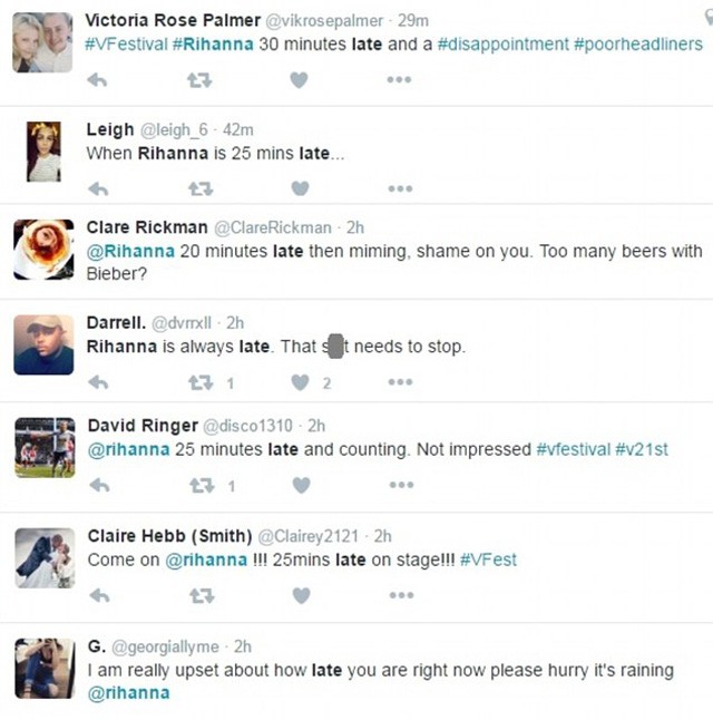 Rihanna Angliában is hagyta fél órát ázni a rajongókat