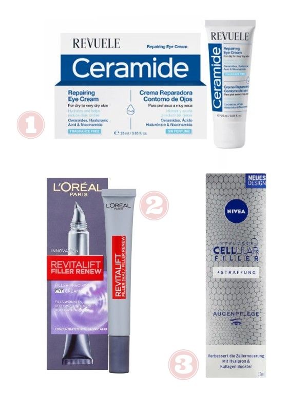 1. Ceramide szemkörnyékápoló krém REVUELE 1499 Ft/25 ml a Rossmann üzleteiben és online, GLAMOUR kuponnal, 20% kedvezménnyel 1199,2 Ft 2. Revitalift Filler szemkörnyékápoló L'ORÉAL PARIS 4599 Ft/15 ml a Rossmann üzleteiben és online, GLAMOUR kuponnal, 30% kedvezménnyel 3219,3 Ft 3. Hyaluron Cellular Filler szemkörnyékápoló NIVEA 4599 Ft/15 ml a Rossmann üzleteiben és online, GLAMOUR kuponnal, 40% kedvezménnyel 2759,4 Ft