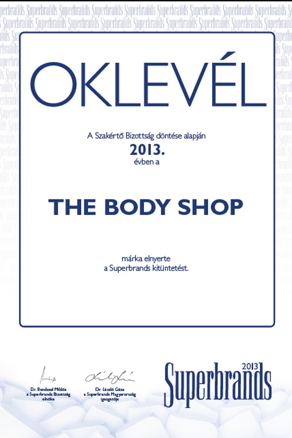 A The Body Shop 2013-ban elnyerte a Superbrands díjat!