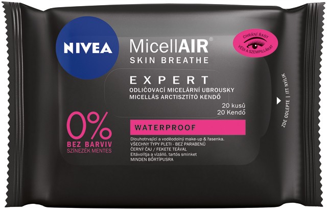 Kíméletesen eltávolítja a vízálló sminket és a szempillaspirált is. Nem hagy zsíros filmréteget maga után, így a bőr szabadon lélegezhet.NIVEA Expert Micellás törlőkendő 1399 Ft