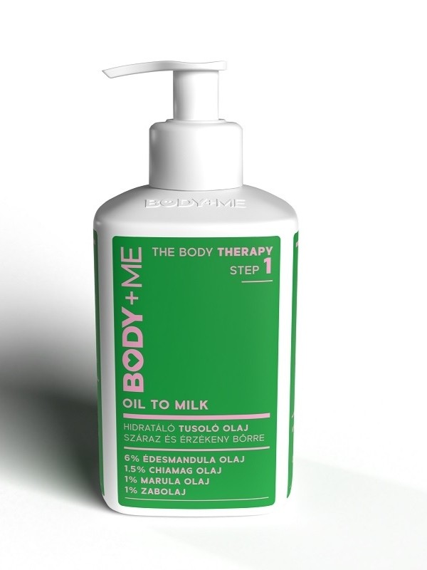 Oil To Milk hidratáló tusoló olaj BODY+ME 5599 Ft/300 ml (18,66 Ft/1 ml)