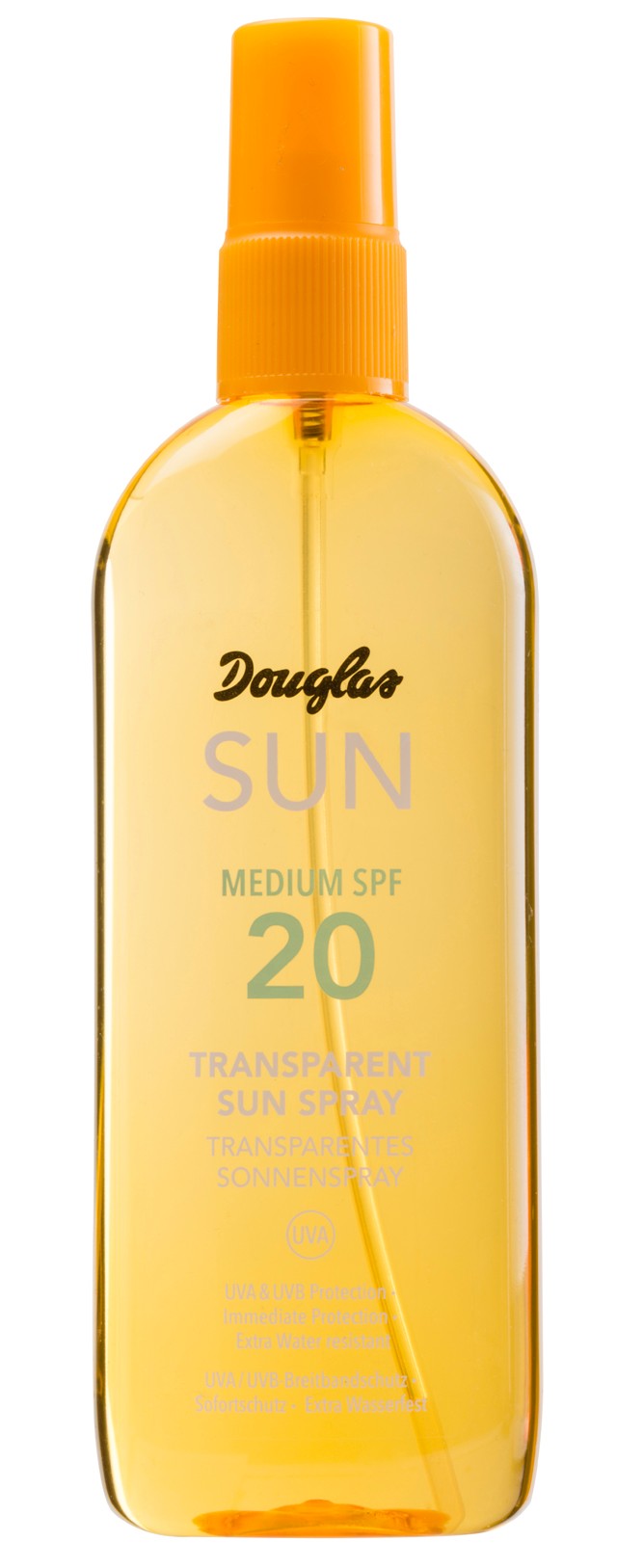 Színtelen fényvédő permet SPF 20 DOUGLAS SUN 3490 Ft/200 ml (17,45 Ft/1 ml)