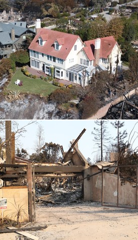 Anthony Hopkins otthona is megsemmisült a tűzben. A kapu még áll, de a környező fák is szénné égtek. 