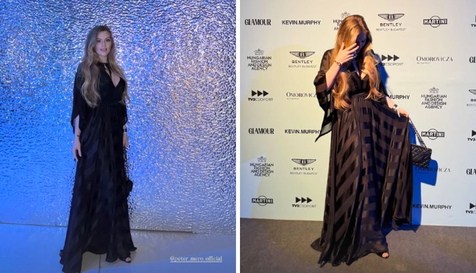 Szoboszlai Dominik felesége, Buzsik Borka ezúttal egy Merő Péter ruhát választott