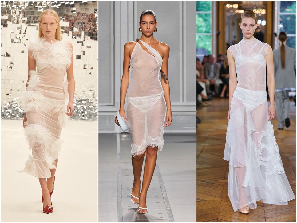Áttetsző fehér kreációk az Acne Studios, Coperni és Victoria Beckham kifutóján