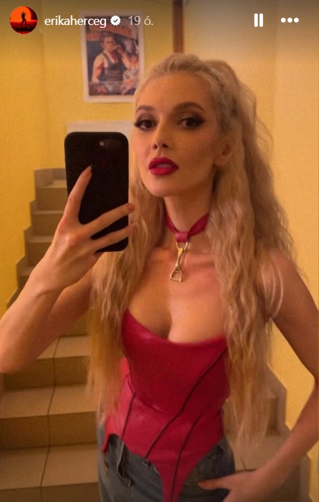 Herceg Erika testhezálló piros felsőben perzselte fel az Instagramot
