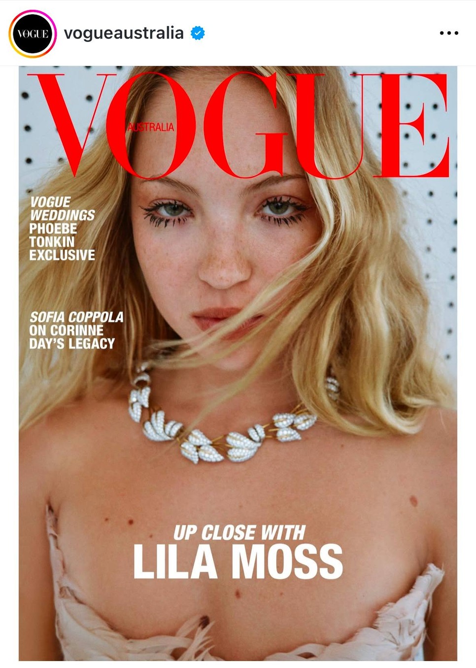 Lila Moss az ausztrál Vogue címlapján