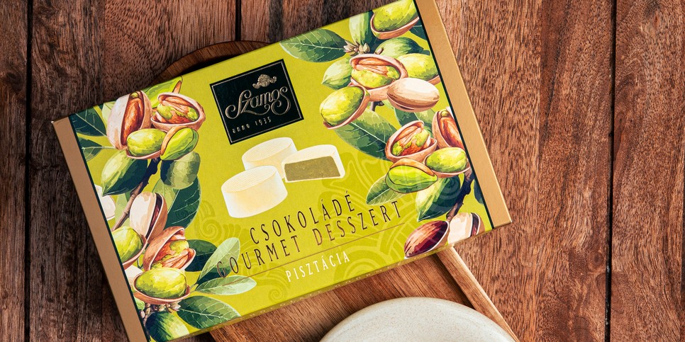Tökéletes ajándék lehet, pisztáciás fehércsokoládé desszertünk.