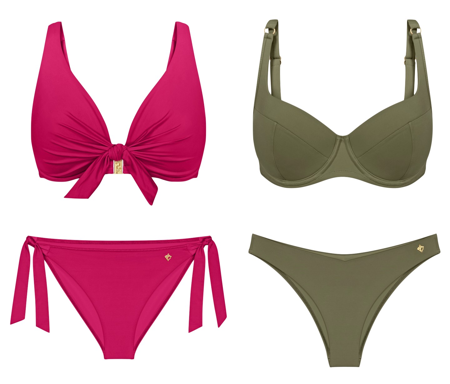 A Summer Twist kollekció a Triumphtól a tökéletes egyensúlyt hozza el a divat és a kényelem között. A már bizonyítottan népszerű fazonok modern újragondolása fonott részletekkel, elegáns ráncolásokkal és letisztult fém díszítésekkel teszi különlegessé ezt a tervezést. - Bikinifelső és -alsó (balról jobbra) 16 000 Ft, 10 000 Ft, 17 000, 9400 Ft