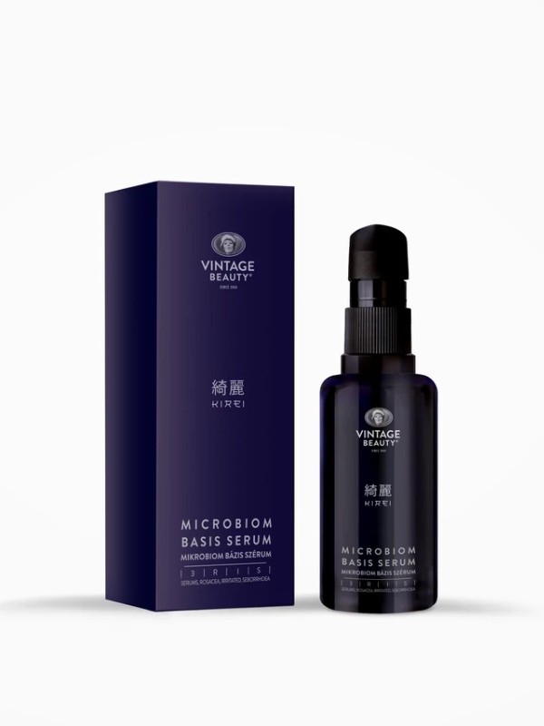 A Kirei Mikrobiom bázis szérum prebiotikumokat tartalmaz, amelyek visszaállítják a bőr egyensúlyát és nyugtatják az irritált, érzékeny bőrfelületet, míg a benne található acai berry olaj, banánolaj, ricinusolaj, urea és ceramid erősítik a bőr védőrétegét. Ez a szérum különösen alkalmas érzékeny, rosaceára vagy aknéra hajlamos bőrre, és minden bőrtípus számára nagyszerű alapápolási termék. - Kirei Mikrobiom bázis szérum VINTAGE BEAUTY 48 900 Ft/30 ml 