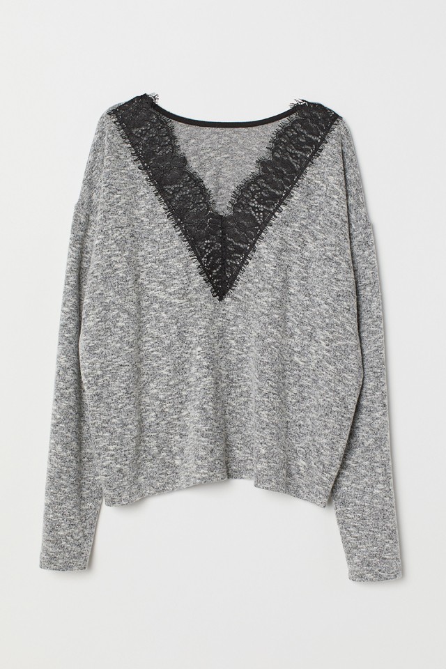Csipke betétes kötött pulóver H&M 5990 Ft