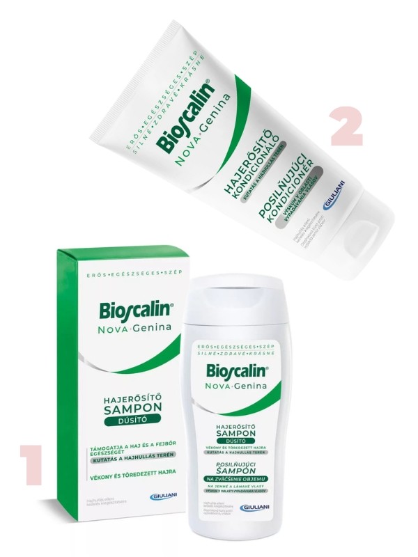 1. Hajerősítő és dúsító sampon BIOSCALIN - bioscalin.hu 2. Hajerősítő balzsam BIOSCALIN - bioscalin.hu