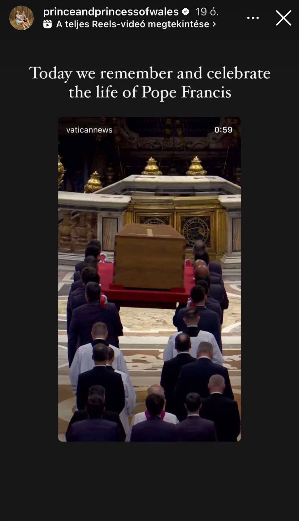 Katalin hercegné szívszorító képsorokkal emlékezett meg Ferenc pápáról