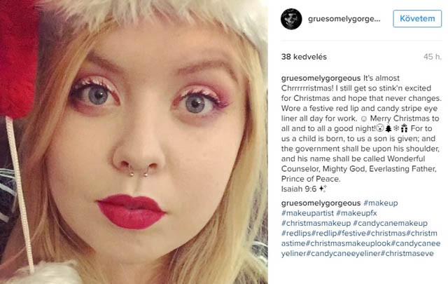 karácsony, karácsonyi smink, candy cane, cukorka, smink, tusvonal