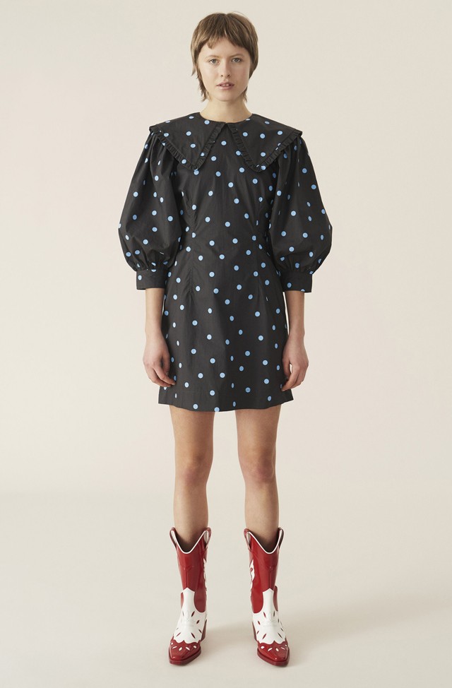 Pöttyös galléros GANNI 225 euró