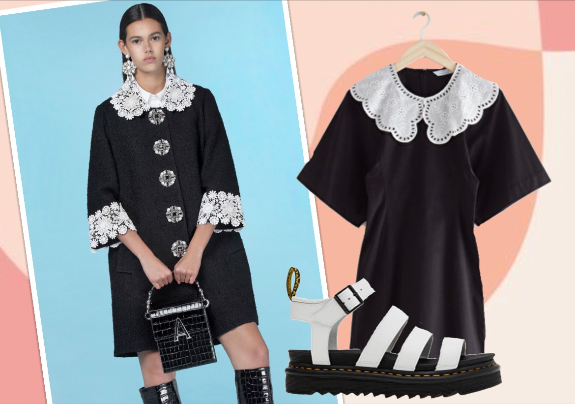 A méretes gallér már önmagában is elég extravagáns, tedd hétköznapibbá egy laza cipővel Fotó: ANDREW GN; Organikus pamut ruha & OTHER STORIES stories.com; Bőrszandál DR MARTENS-Footshop 48 990 Ft