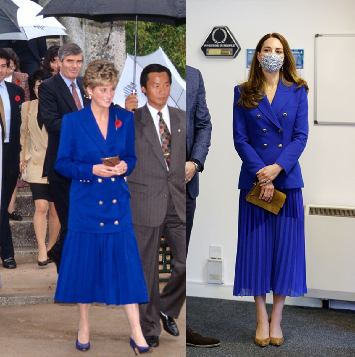 Erőt sugárzó kék kosztümben