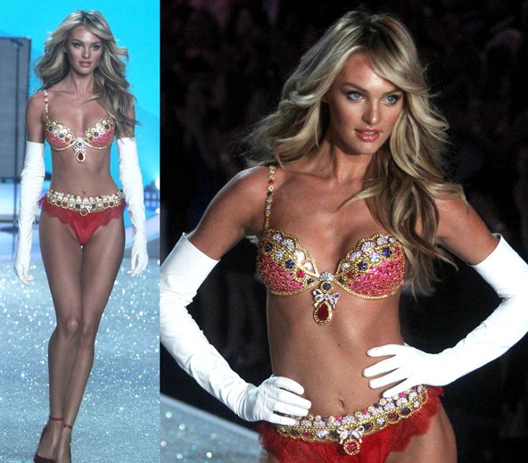 2013. Tényleg királyi volt a Royal nevű, 4200 ékkővel kirakott fantázia melltartó, amelyet Candice Swanepoel áramvonalas idomain láthatott a közönség. Az ára is királyoknak való: 10 millió dollár.