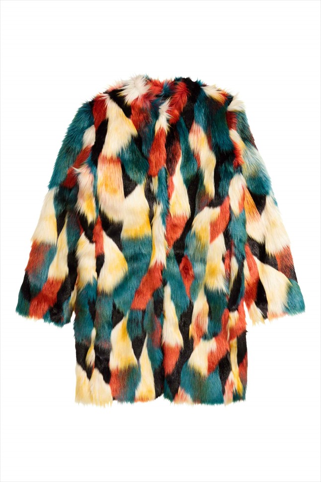 Színes műszőrme kabát H&M 29 990 Ft