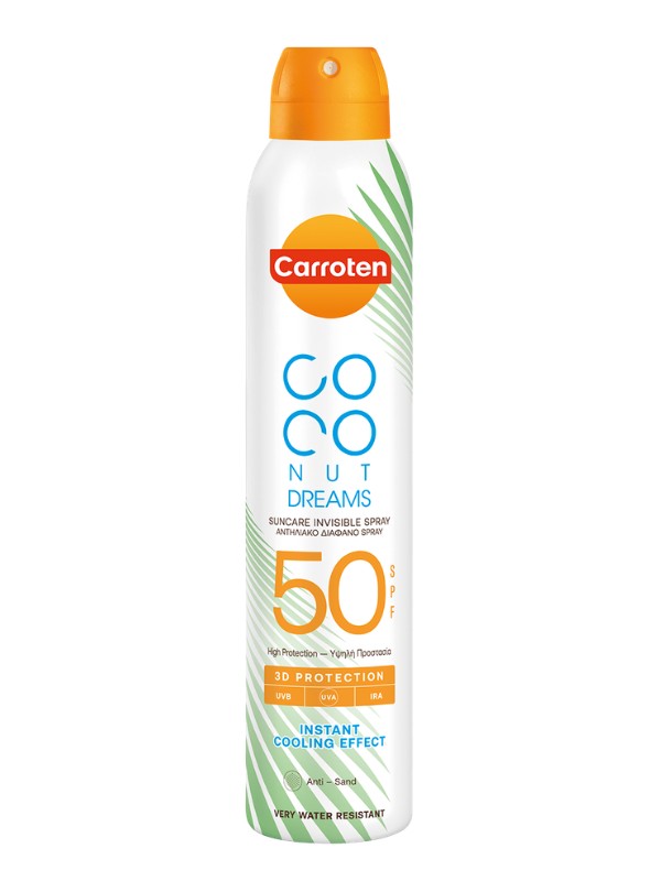 Coconut Dreams kókuszos fényvédő spray SPF 50+ CARROTEN 5799 Ft/200 ml (29 Ft/1 ml)