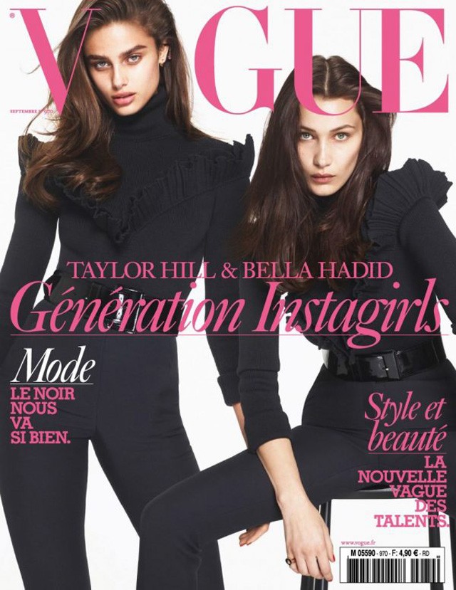 bella hadid, hadid lányok, gigi hadid, instagram, taylor hill, vogue, címlap, vetkőzés, meztelen, pucér, mert alas, marcus piggott