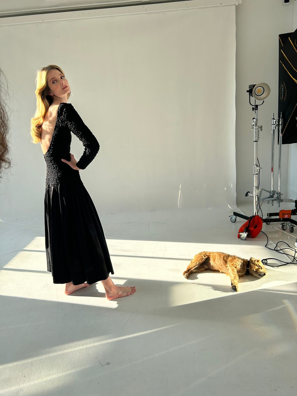 Mihalik Enikőt a GLAMOUR BOOK bookazine címlapfotózására a kutyusa is elkísérte